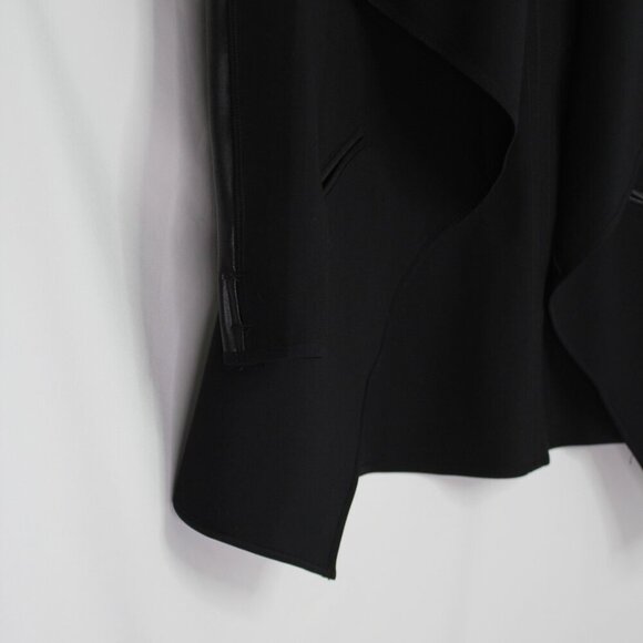 SPANX Faux Leather Convertible Jacket Black Coat Snap Drape Front Size XS - Picture 7 of 12